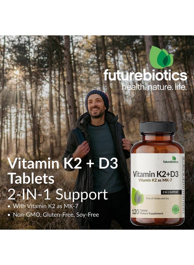 Futurebiotics فيتشر بيوتكس فيتامين K2 مع D3، دعم 2 في 1، 5000 وحدة دولية فيتامين D3 و 90 ميكروغرام فيتامين K2 MK-7 غير معدّل وراثيًا، 120 قرص - Image 3