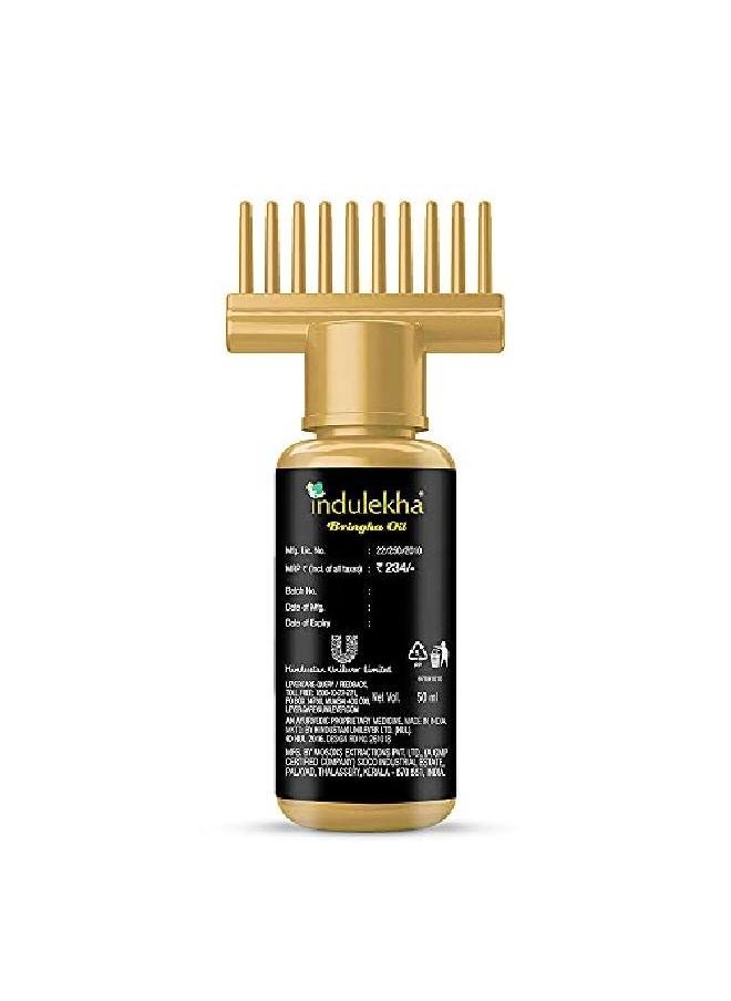 INDULEKHA - Bringha Ayurvedic Hair Oil 50 Ml Hair Fall Control And Hair Growth With Bringharaj Coconut Oil Comb Applicator Bottle For Men Women - Image 1