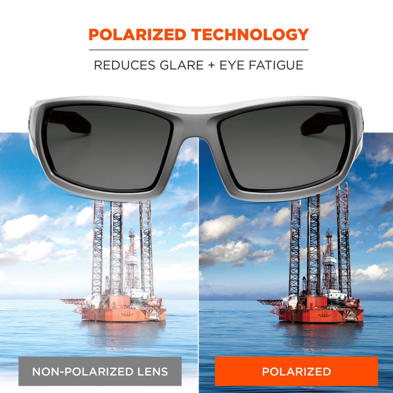Ergodyne Skullerz Odin Polarized Safety Sunglasses - Matte Gray Frame, Smoke Lens - Image 3
