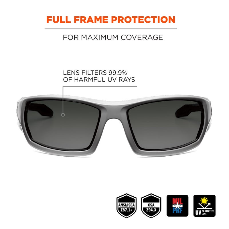 Ergodyne Skullerz Odin Polarized Safety Sunglasses - Matte Gray Frame, Smoke Lens - Image 2