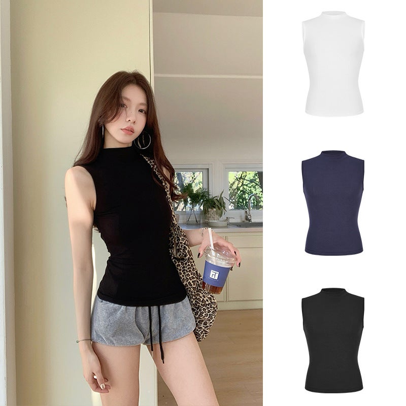 MosesQueen Women's Sleeveless Mock Neck Slim Fit Tank Top - Image 4