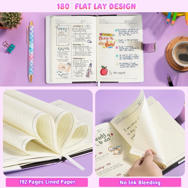 Beadsky Diary with Lock for Girls Ages 8-12, A5 Journal with Lock 192 Pages Kids Locking Diary with Pen, Locked Notebook Birthday Gifts Cute Stuff for Teen Tween Girls 8 9 10 11 12 14 Year Old - Image 5