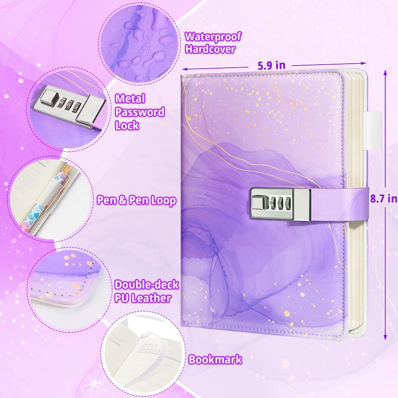 Beadsky Diary with Lock for Girls Ages 8-12, A5 Journal with Lock 192 Pages Kids Locking Diary with Pen, Locked Notebook Birthday Gifts Cute Stuff for Teen Tween Girls 8 9 10 11 12 14 Year Old - Image 2