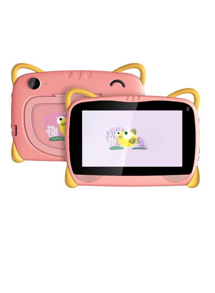 AROAQ K85 Kids Tablet, 7 Inch Android Wifi Pad, Portable Cartoon Tablet Tutor Machine, Quad Core Processor Dual Cameras Touch Pad Computer For Children, (1pc, Pink) - Image 1