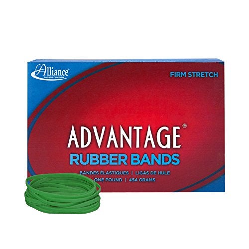 Alliance Rubber 66335 Advantage Rubber Bands Size #33, 1 lb Box Contains Approx. 600 Bands (3 1/2" x 1/8", Green) - Image 1