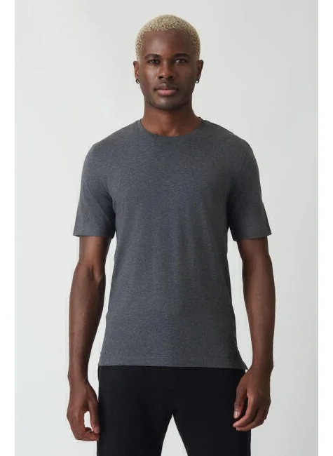Bisse Men's Silk Finished Basic Crew Neck T-Shirt ANTRASITE TS22Y22011_D58