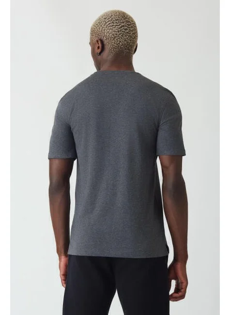 Bisse Men's Silk Finished Basic Crew Neck T-Shirt ANTRASITE TS22Y22011_D58