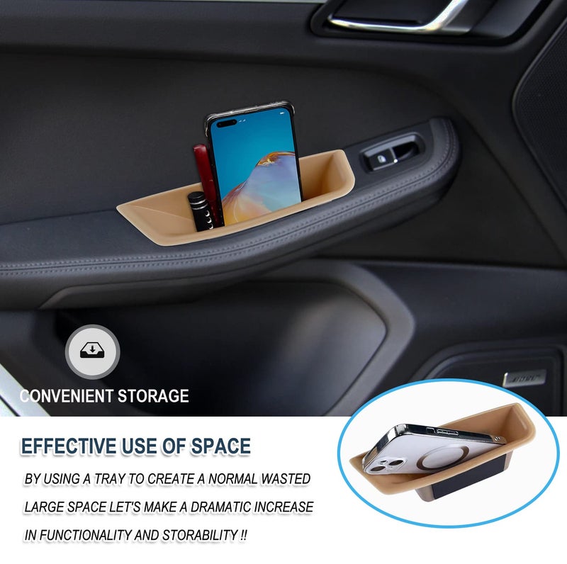 RUIYA رويا لملحقات ماكان 2015+ صندوق تخزين الأبواب لسيارة بورش ماكان 2015-2024 منظم صينية الأبواب صندوق تخزين ثانوي متوافق مع بورش ماكان S/T/GTS 2015-2022 2023 2024 (4 عبوات) - Image 2