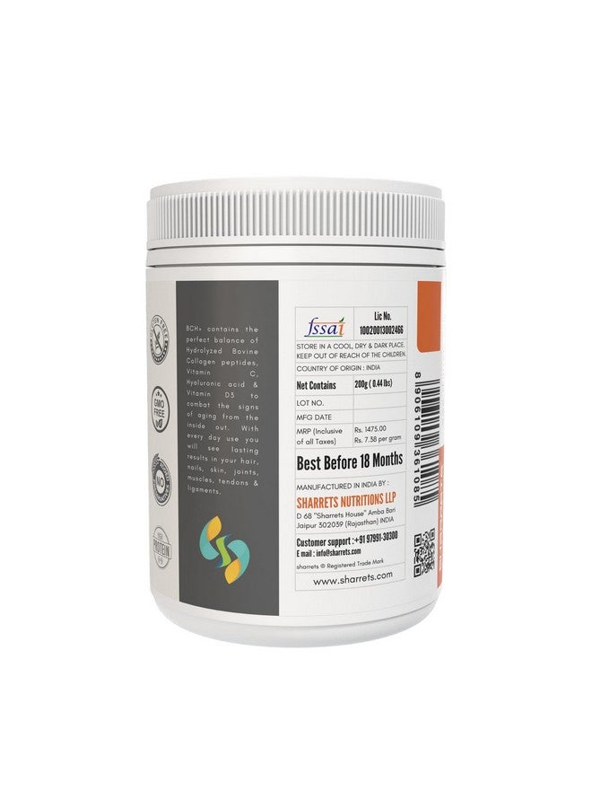 Sharrets Bch+ Orange Flavored 200G X 2- Grass Fed Bovine Collagen Powder With Hyaluronic Acid, Vitamin C & D: Skin, Joint & Bone Support. - Image 4