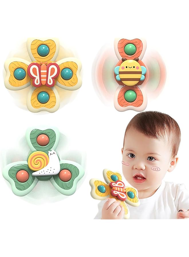erorex 3Pcs Suction Cup Spinner Toys Novelty Sensory Toys Fidget Spinner Toys Bath Toys For Toddlers Kids - Image 1