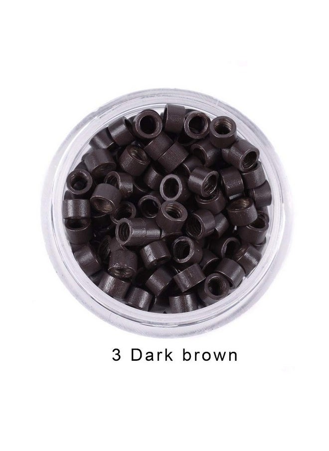 Funyn - 1000Pcs Screw Micro Rings Tube Aluminum Crimp Hair Beads Micro Links 4.0Mm For Pre Bonded Human Hair Feather Extensions Hair Tools (3 Dark Brown) - Image 1