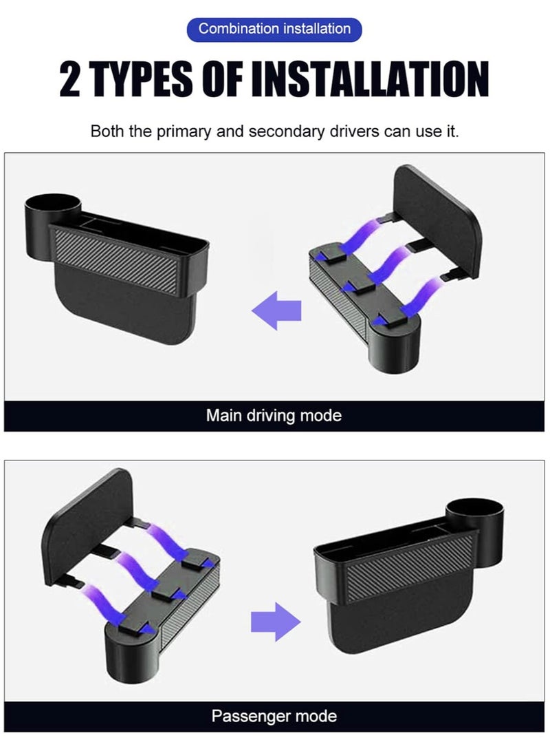 Car Seat Gap Filler 2 Pack, Carbon Fibire Car Seat Organizer and Sunglass Holder for Car, Multifunction Car Accessories with Cup Holder - Image 4