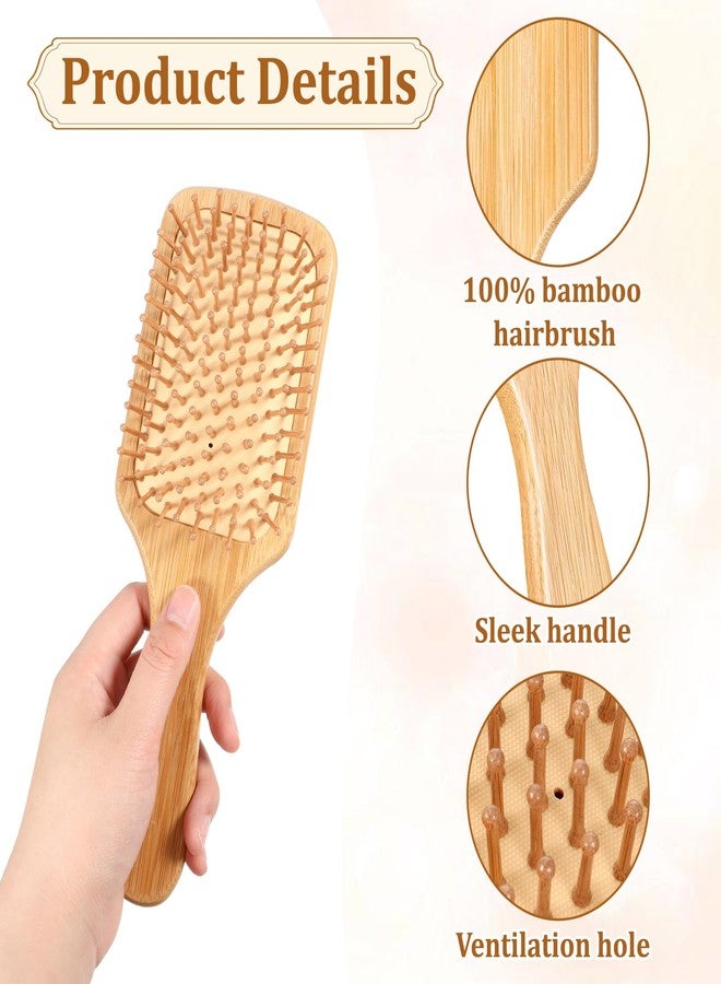 simarro 10 Pcs Wooden Bamboo Hair Brush, Bulk Anti Static Wooden Paddle Brush Scalp Massage Bamboo Bristles Styling Curly Long Hair Growth for Women Men - Image 3