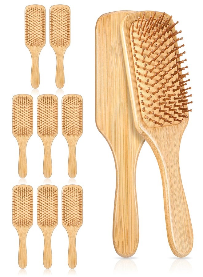simarro 10 Pcs Wooden Bamboo Hair Brush, Bulk Anti Static Wooden Paddle Brush Scalp Massage Bamboo Bristles Styling Curly Long Hair Growth for Women Men - Image 1