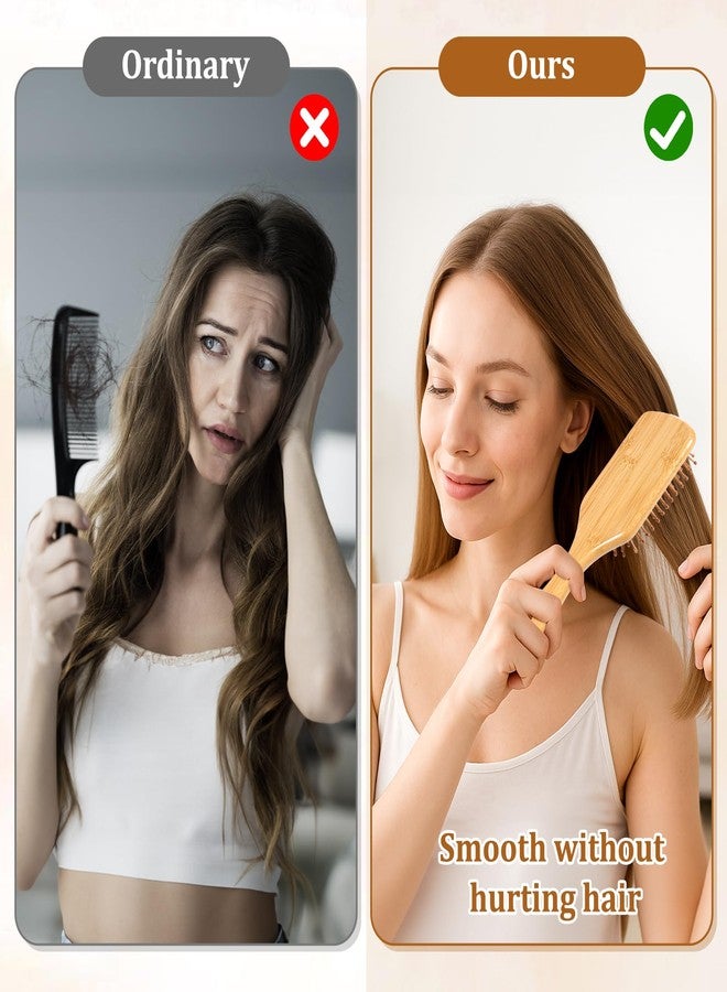 simarro 10 Pcs Wooden Bamboo Hair Brush, Bulk Anti Static Wooden Paddle Brush Scalp Massage Bamboo Bristles Styling Curly Long Hair Growth for Women Men - Image 4