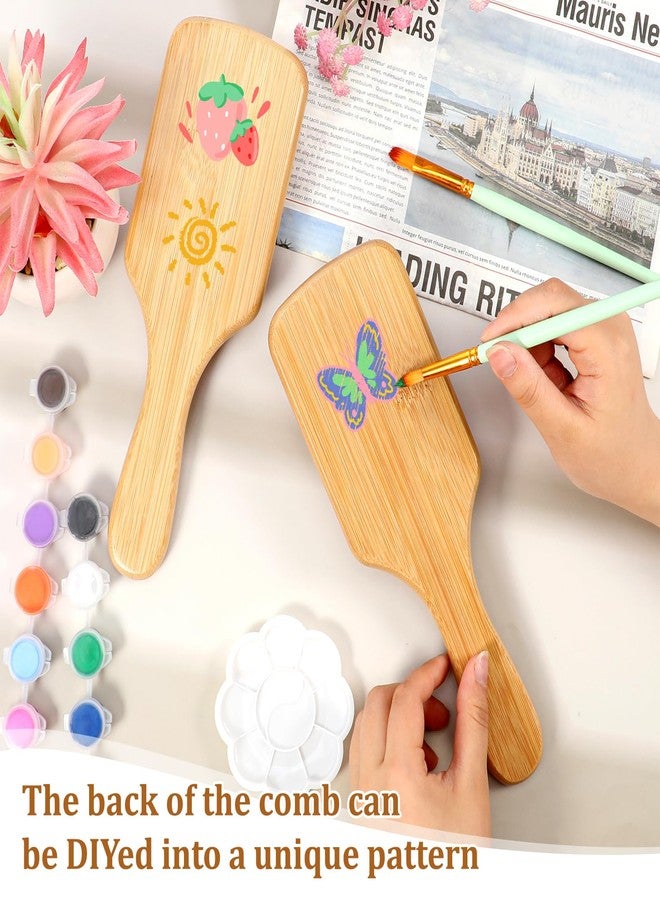 simarro 10 Pcs Wooden Bamboo Hair Brush, Bulk Anti Static Wooden Paddle Brush Scalp Massage Bamboo Bristles Styling Curly Long Hair Growth for Women Men - Image 2