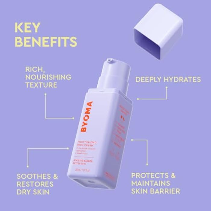 BYOMA Moisturizing Rich Cream - Barrier Repair Cream Face Lotion with Bakuchiol & Shea Extract - Ceramide Face Moisturizer for Dry Skin - Anti Wrinkle, Alcohol Free Face Moisturizer - 1.69 fl.oz - Image 3