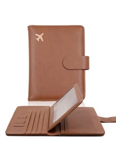 Passport Holder, Passport Holder Card Slots, Creative Aircraft Certificate Storage Bag, Cute Passport Cover for Women and Men, Waterproof Rfid Blocking Travel Wallet (Borwn)