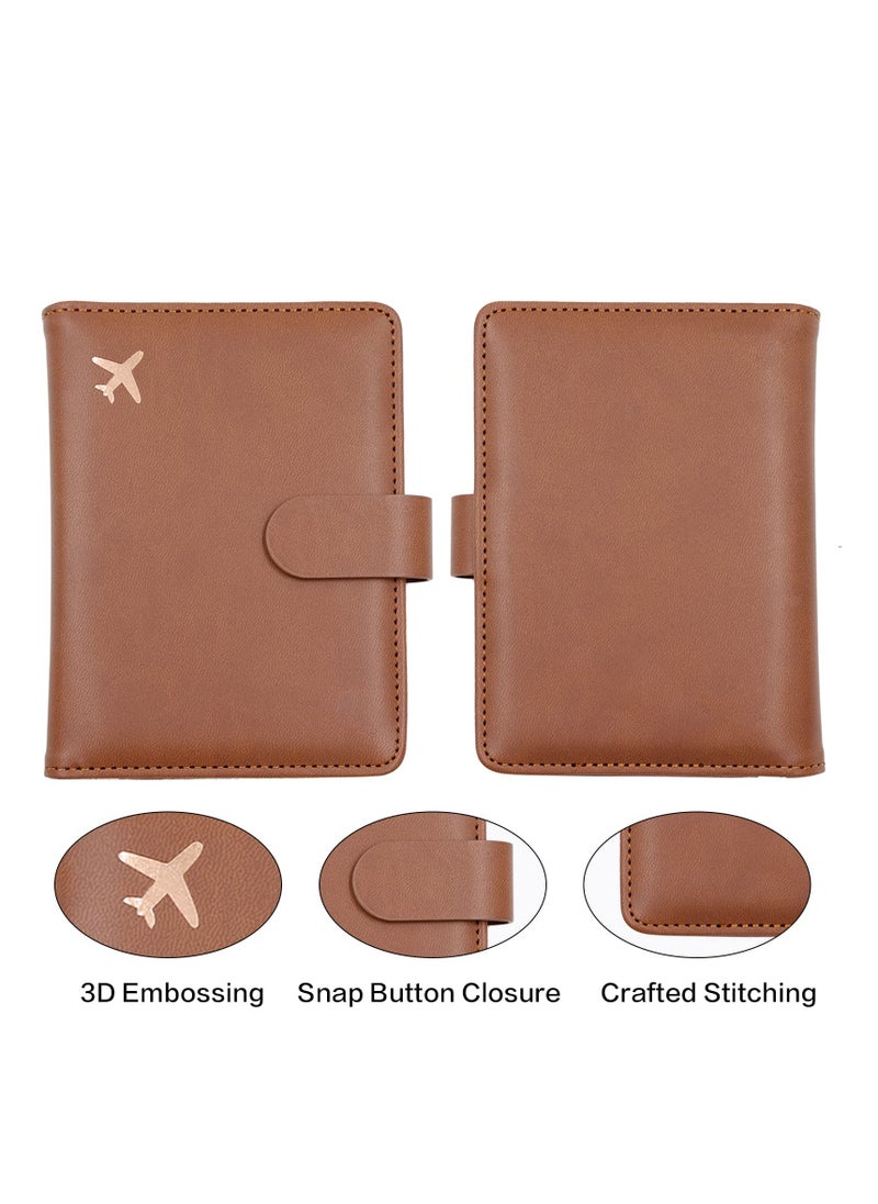 KASTWAVE - Passport Holder, Passport Holder Card Slots, Creative Aircraft Certificate Storage Bag, Cute Passport Cover for Women and Men, Waterproof Rfid Blocking Travel Wallet (Borwn) - Image 1