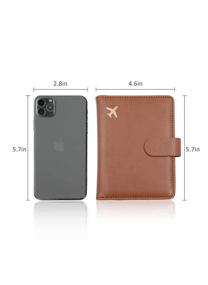 KASTWAVE - Passport Holder, Passport Holder Card Slots, Creative Aircraft Certificate Storage Bag, Cute Passport Cover for Women and Men, Waterproof Rfid Blocking Travel Wallet (Borwn) - Image 1