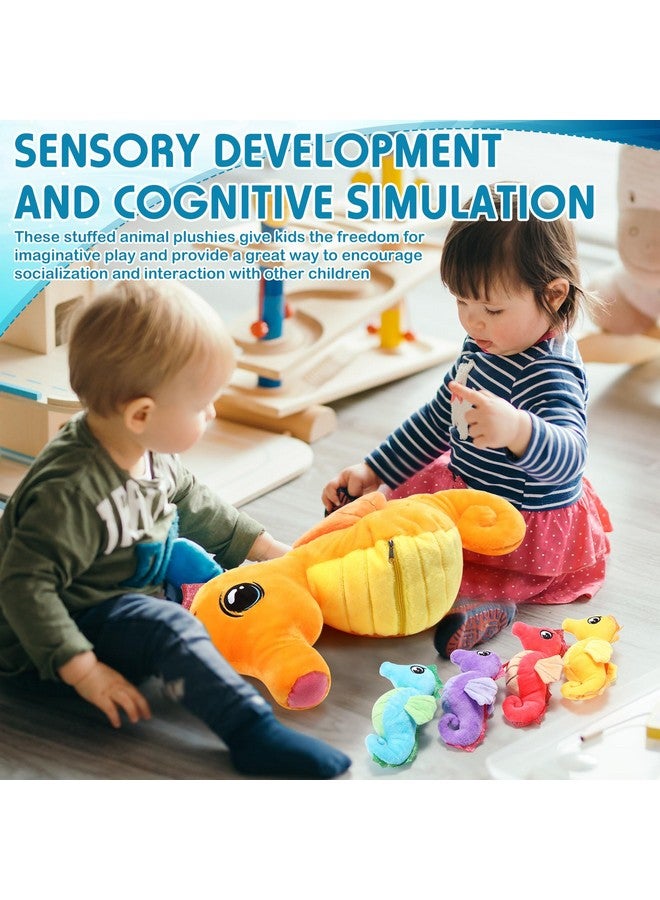 Shappy 5 Pcs Seahorse Stuffed Animals Set 17 Inch Mommy Seahorse Plush with 4 Cute Babies in Her Belly Soft Cuddly Zippered Sea Horse Plushie for Boys Girls Birthday Ocean Party Decor - Image 5