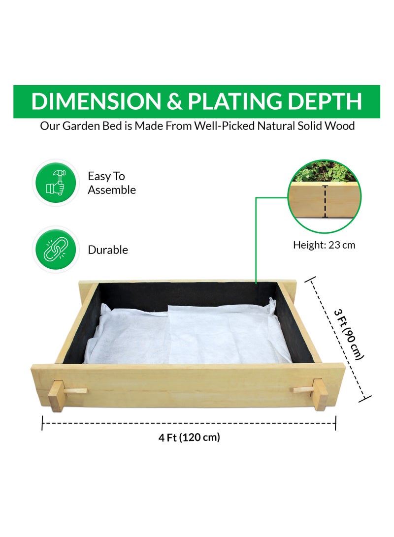 Rancher explorer raised gardenbed 4 feet x 3 feet x 23 Cm. Ecofriendly wooden bed for growing vegetables, flowers, herbs, and root vegetables. - Image 2