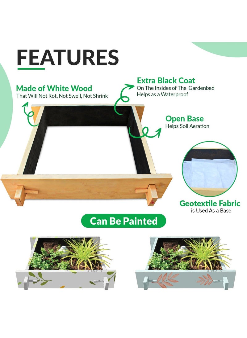 Rancher explorer raised gardenbed 4 feet x 3 feet x 23 Cm. Ecofriendly wooden bed for growing vegetables, flowers, herbs, and root vegetables. - Image 3