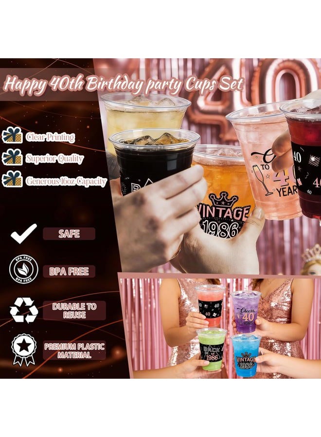CUPLOOV 50 Pcs 40th Birthday Party Plastic Cups, 16 Oz Rose Gold Plastic Clear Disposable Drinking Cups for 40 Years Old Birthday Party Supplies Women Men Snack Cup Bulk - Image 5