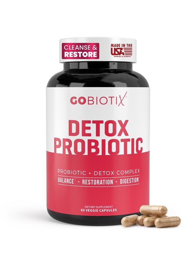 GoBiotix Detox Probiotic - Promotes Digestive Regularity - Supports a Healthy Gut & Liver, Eases Gas - 50 Billion CFU with Prebiotics & Digestive Enzymes - Gluten Free, Vegetarian, Non-GMO - 60 Vegan Capsules - Image 1