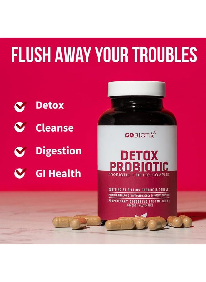 GoBiotix Detox Probiotic - Promotes Digestive Regularity - Supports a Healthy Gut & Liver, Eases Gas - 50 Billion CFU with Prebiotics & Digestive Enzymes - Gluten Free, Vegetarian, Non-GMO - 60 Vegan Capsules - Image 3