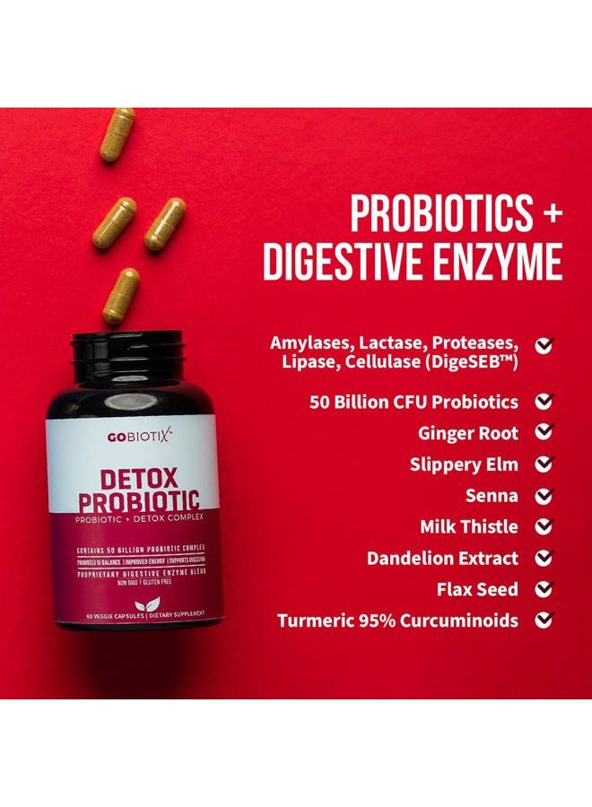 GoBiotix Detox Probiotic - Promotes Digestive Regularity - Supports a Healthy Gut & Liver, Eases Gas - 50 Billion CFU with Prebiotics & Digestive Enzymes - Gluten Free, Vegetarian, Non-GMO - 60 Vegan Capsules - Image 5