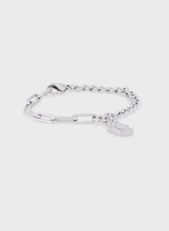 Crocodile Bracelet in Steel with a Crocodile-Shaped Charm - 2040146