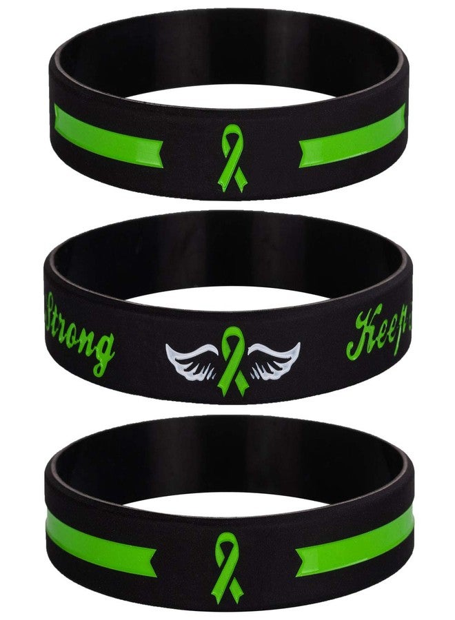 Sainstone Green Awareness Ribbon Silicone Bracelets with Saying - Mental Health Awareness Bracelet - Green Cancer & Cause Ribbon Wristbands Gifts for Men Women, Patients, Family Friends (3-pack) - Image 2
