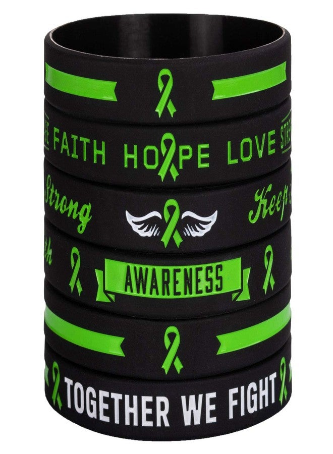 Sainstone Green Awareness Ribbon Silicone Bracelets with Saying - Mental Health Awareness Bracelet - Green Cancer & Cause Ribbon Wristbands Gifts for Men Women, Patients, Family Friends (3-pack) - Image 1