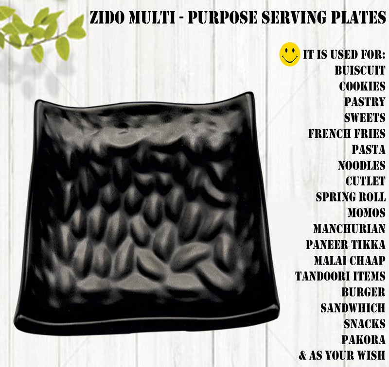 ZIDO (Pack of 4 Exclusive Classical Design Serving Platter for All Type of Snacks Like Burger, Cutlet, Pakora, Momos, French Fries and All Tandoori Items. - Image 3