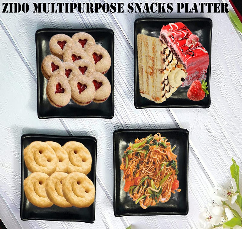 ZIDO (Pack of 4 Exclusive Classical Design Serving Platter for All Type of Snacks Like Burger, Cutlet, Pakora, Momos, French Fries and All Tandoori Items. - Image 4
