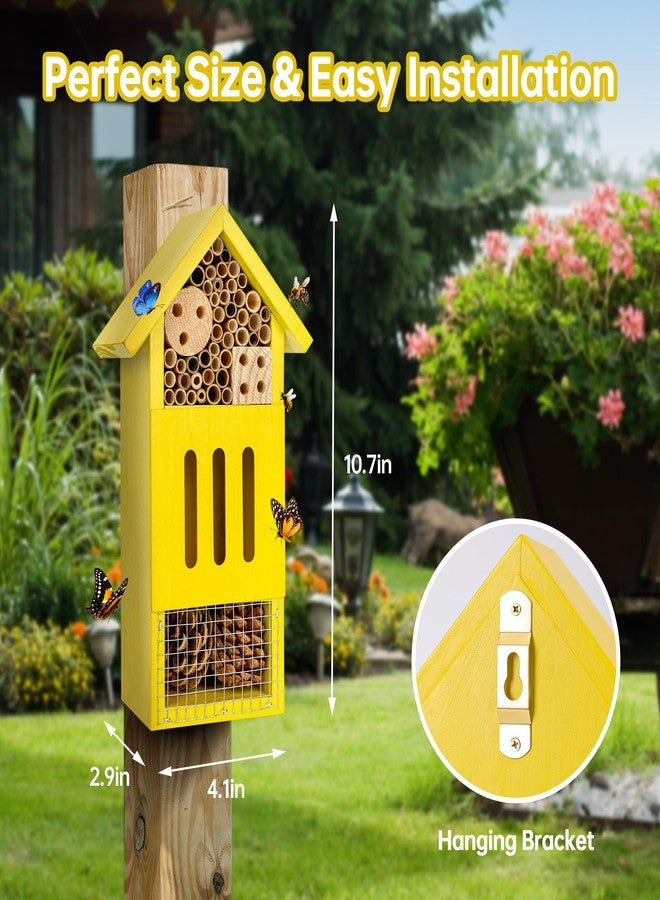 UUMENHA Bee House Bug Hotel & Butterfly House, Handcrafted Wooden Ladybug House, Natural Insect Habitat for Garden, Patio, or Yard, Durable Pine Wood, Attracts Pollinators, 10.4 x 5.5 x 3.2 Inches - Image 4
