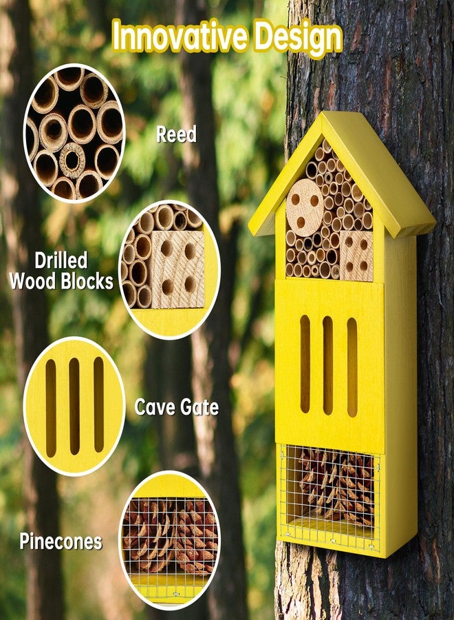 UUMENHA Bee House Bug Hotel & Butterfly House, Handcrafted Wooden Ladybug House, Natural Insect Habitat for Garden, Patio, or Yard, Durable Pine Wood, Attracts Pollinators, 10.4 x 5.5 x 3.2 Inches - Image 3
