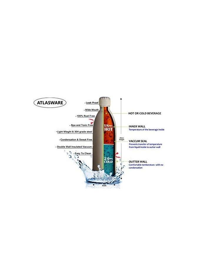 Atlasware Atlasware Stainless Steel Grey Vacuum Water Bottle, 500 ML  - Image 4