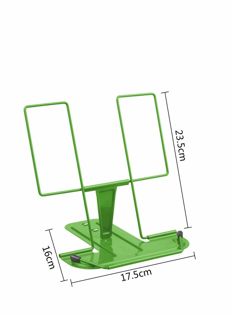 Generic Metal Book Stand for Desk, Adjustable Reading Rest Book Holder, Portable Cookbook Documents Holder, Sturdy Typing Stand for Recipes, Textbooks, Tablet, Music Books with Page Clips  - Image 3