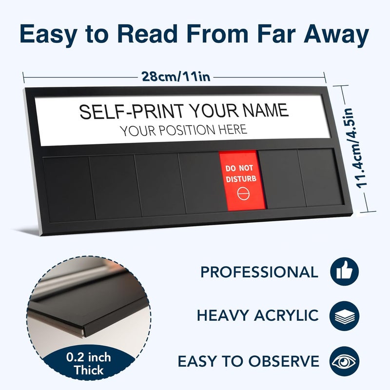 EliteSign Name Plate for Desk& Office Door Sign, 7 Options Do Not Disturb, In A Meeting, Out of Office, Working Remotely, Please Knock, Come in Welcome, Stick or Stand with Desk Name Plate, Black - Image 2