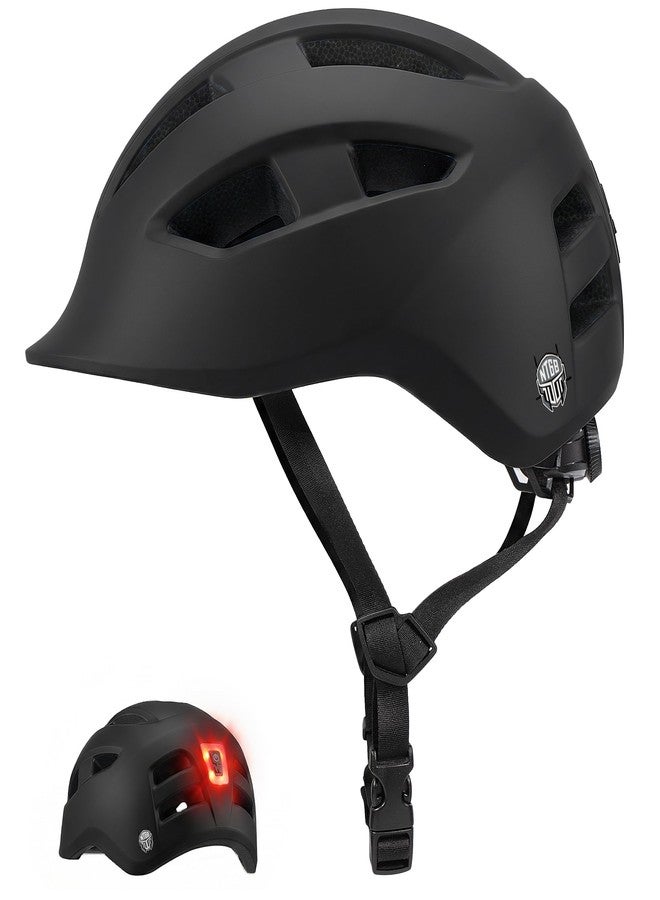 NTGBV Adult Bike Helmet E-Scooter CPSC/ASTM Cert RearLight Matte Black L - Image 1