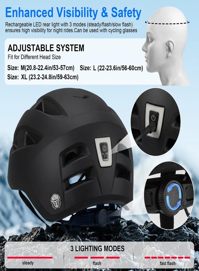 NTGBV Adult Bike Helmet E-Scooter CPSC/ASTM Cert RearLight Matte Black L - Image 3