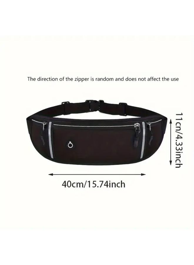 Rose Red Running Waist Bag Fitness Belt with Zipper for Gym Travel Phone Keys - Image 2
