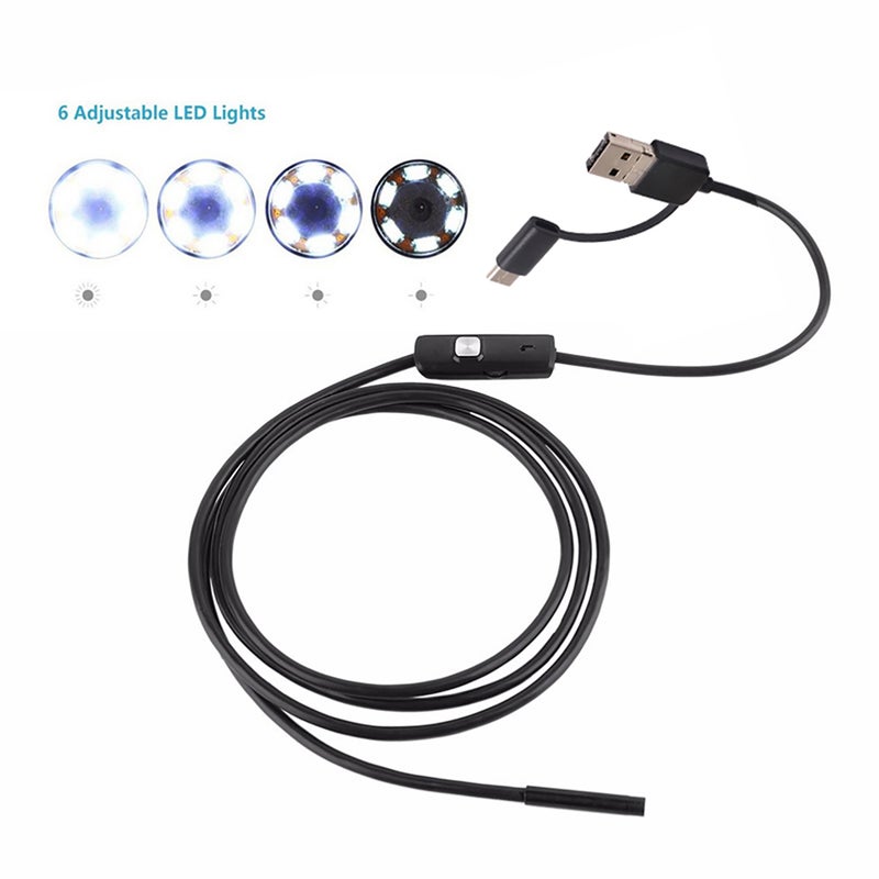 3-in-1 Industrial Endoscope Borescope Inspection Camera Built-in 6 LEDs IP67 Waterproof USB Type-C Endoscope for Android Smartphones/PC - Image 5