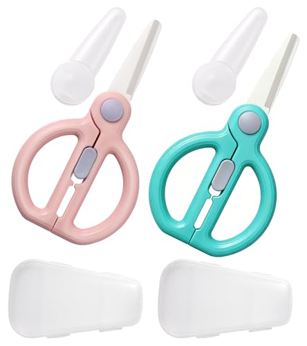 Artenny Ceramic Baby Food Scissors Kids with Travel Case Toddler Scissors with Safety Lock Ideal for Pizza Meats Noodles Vegetables and Fruits CD - Image 1