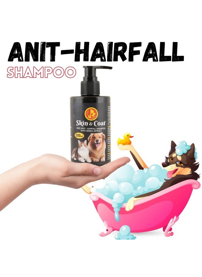 PET Skin & Coat Shampoo For Dogs & Pets - Mild Anti-Hairfall With Natural Extract, Revitalizes Dry Skin & Coat, Moisturizing Shampoo (200Ml)  - Image 3