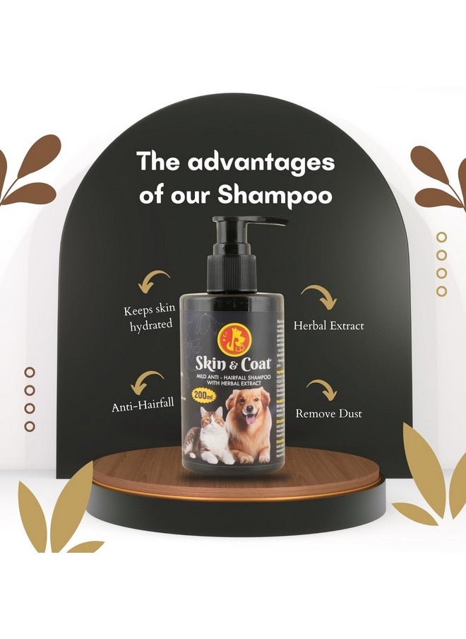 PET Skin & Coat Shampoo For Dogs & Pets - Mild Anti-Hairfall With Natural Extract, Revitalizes Dry Skin & Coat, Moisturizing Shampoo (200Ml)  - Image 4