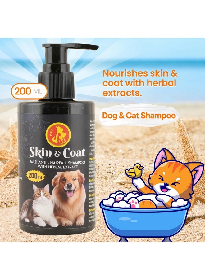 PET Skin & Coat Shampoo For Dogs & Pets - Mild Anti-Hairfall With Natural Extract, Revitalizes Dry Skin & Coat, Moisturizing Shampoo (200Ml)  - Image 5