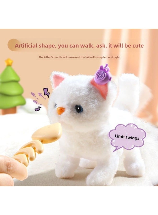Children's Day Simulation Kitten Toy Will Be Called Will Move Electric Plush Simulation Animal Doll Girl Birthday Gift-Specifications:Battery Edition Screwdriver-Color:Shang Chao Same Style Puppet Cat 】 - Image 4